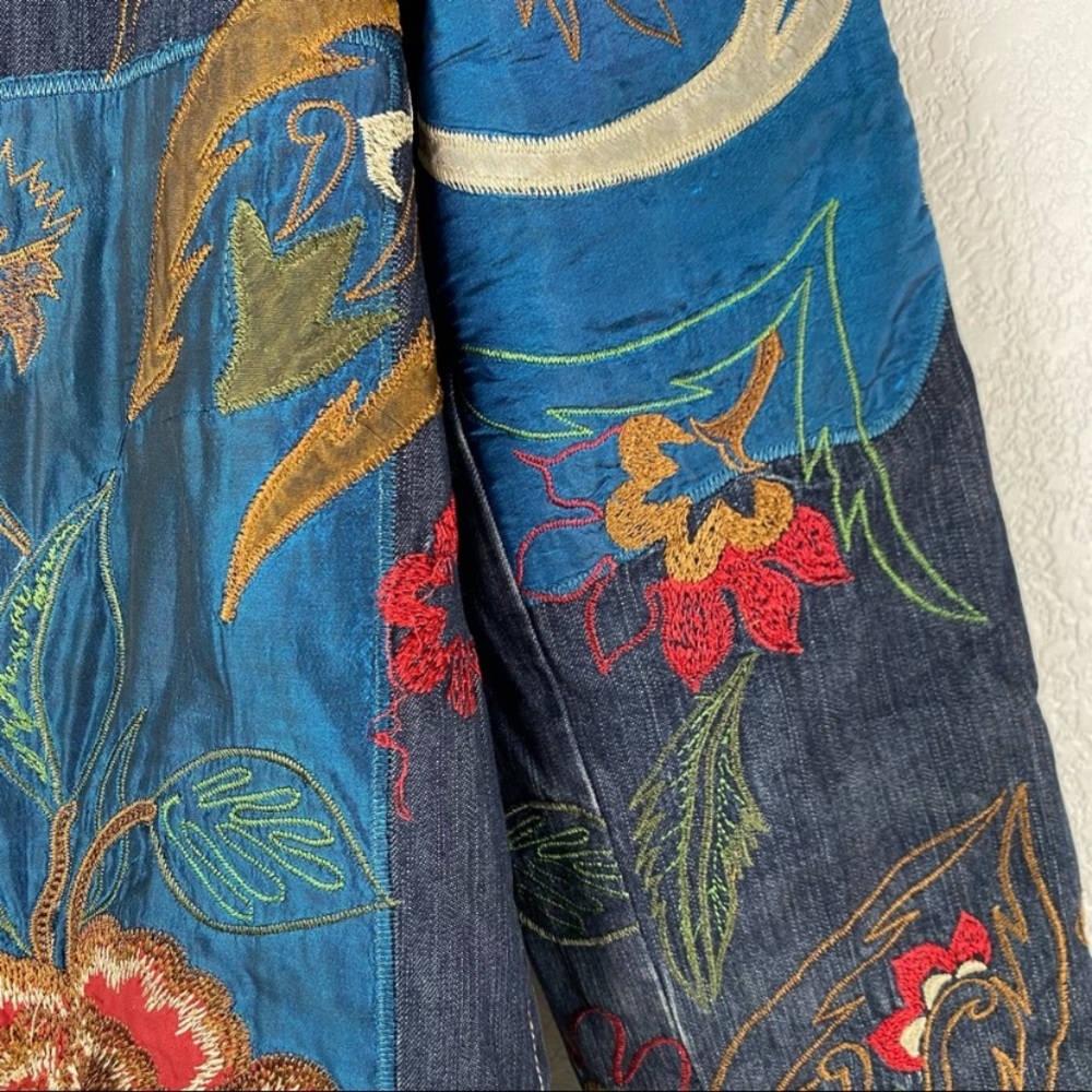 Chico’s Denim Floral Embroidered Zip Jacket - Picture 10 of 12